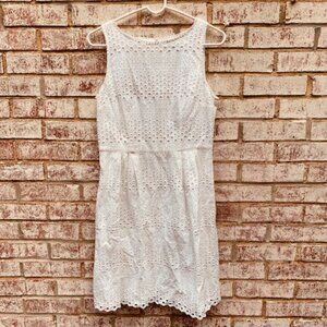 Ann Taylor LOFT mini dress eyelet ivory size 8